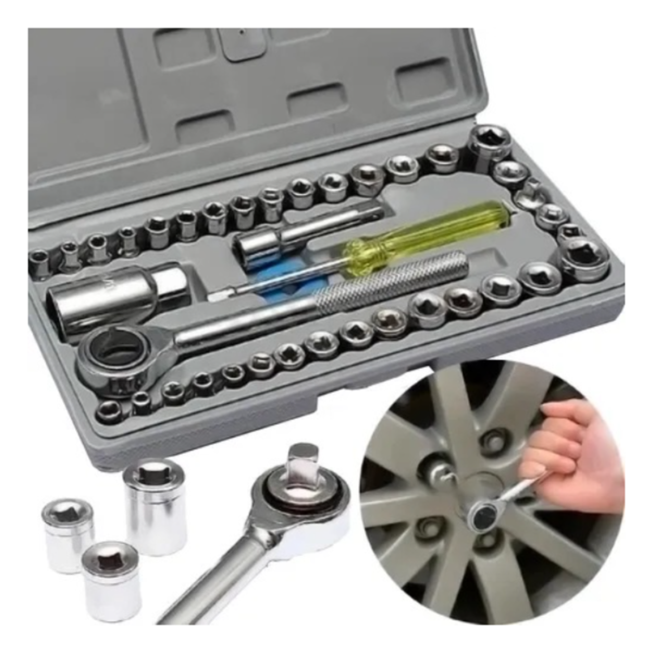Caja De Herramientas Juego Llave Tubo Kit 40 Piezas Estuche - Image 3