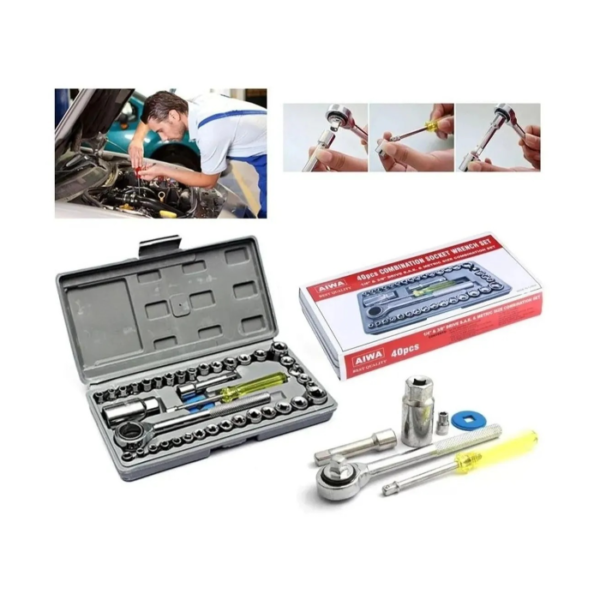 Caja De Herramientas Juego Llave Tubo Kit 40 Piezas Estuche - Image 2