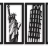 Cuadro Calado Monumentos Eiffel Libertad Pisa Big Ben Set X4 - Image 2