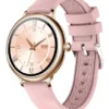 Smartwatch Genérica caja dorada, malla rosa de silicona y bisel dorado