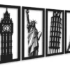 Cuadro Calado Monumentos Eiffel Libertad Pisa Big Ben Set X4 - Image 3
