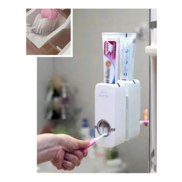 Dispenser Pasta Dental Porta Cepillo 2 En 1 Soporte Dientes - Image 2