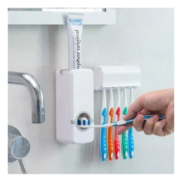 Dispenser Pasta Dental Porta Cepillo 2 En 1 Soporte Dientes - Image 4