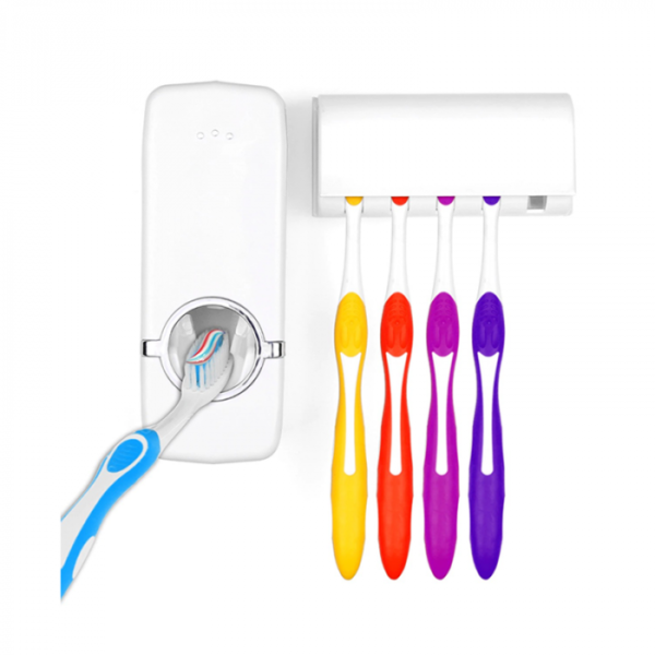 Dispenser Pasta Dental Porta Cepillo 2 En 1 Soporte Dientes